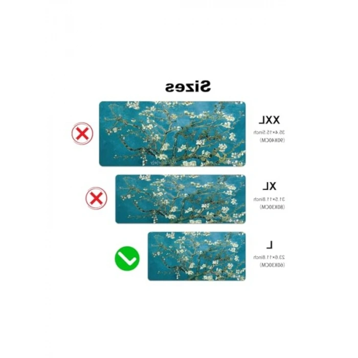 Kaymaz Tabanlı Masa Pedi - Van Gogh Desenli 60x30 cm