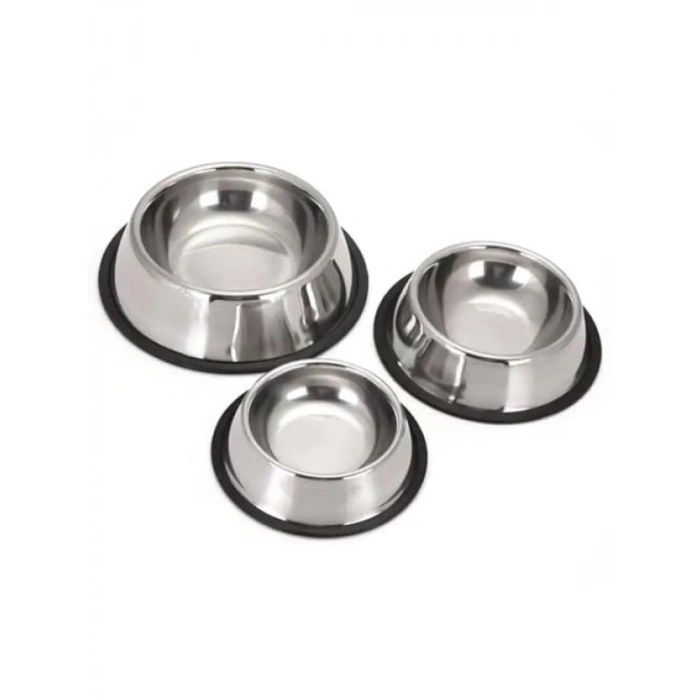 Kaymaz Tabanlı Paslanmaz Çelik Mama Kabı, 22 cm