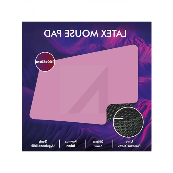 Kaymaz Tabanlı Pembe Oyun Mouse Pad, 100x50 cm