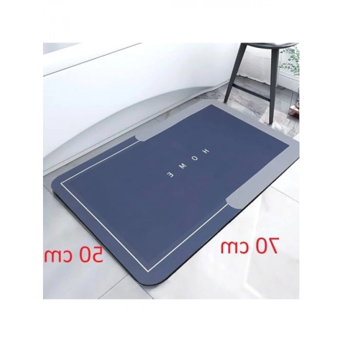 Kaymaz Tabanlı Süper Emici Banyo Paspası - Kare Mavi