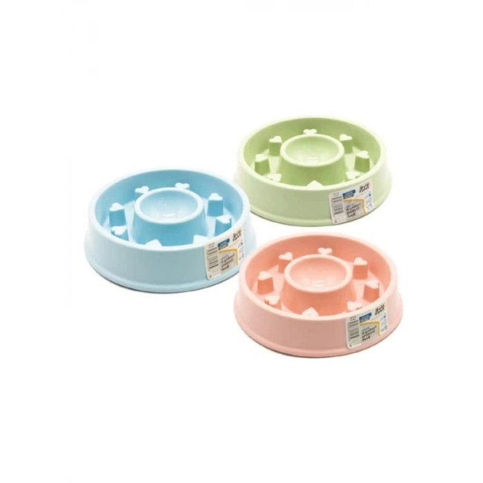 Kaymaz Tabanlı Yavaş Yeme Mama Kabı, Kalp 490 ml