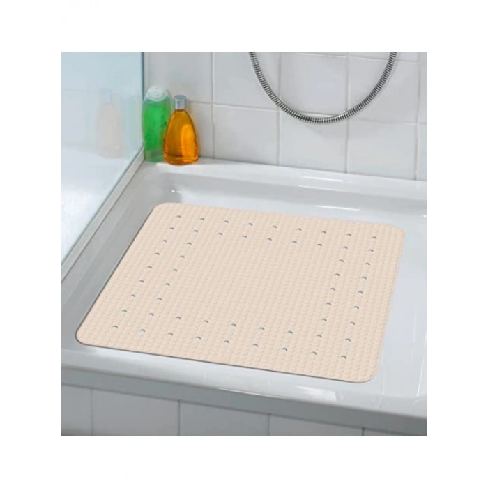 Kaymaz Vantuzlu Bej Duş Paspası - 54 x 54 cm