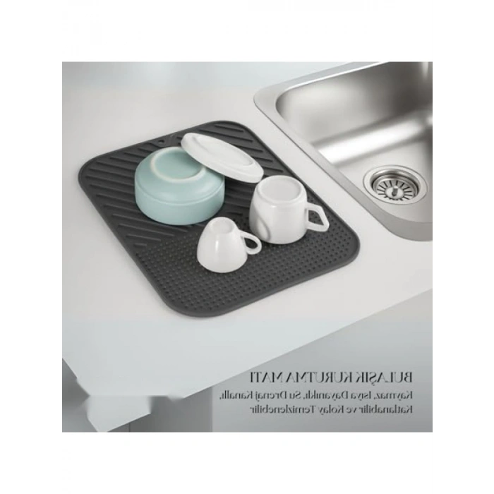 Kaymaz ve Su Drenajlı Bulaşık Kurutma Matı - 28x36 cm