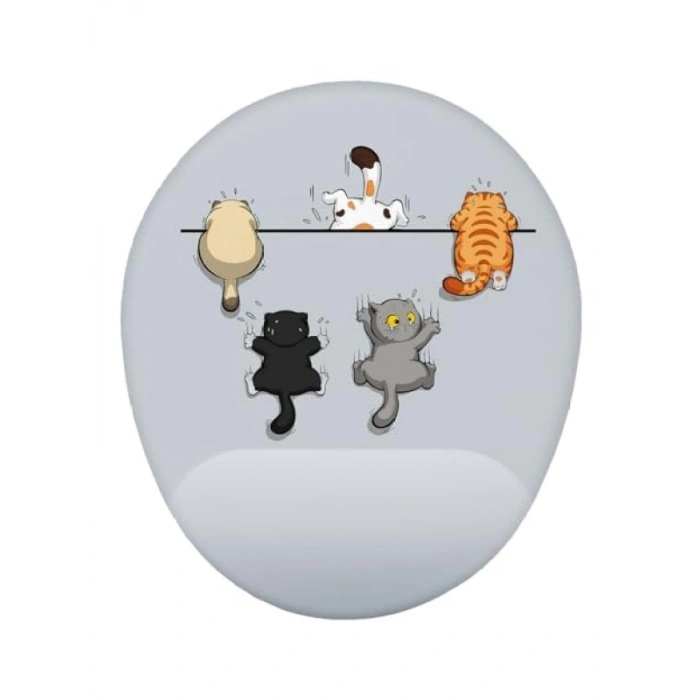Kedi Desenli Bilek Destekli Mouse Pad