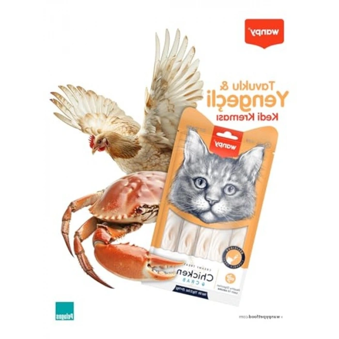 Kedi Ödülü, Tavuklu ve Yengeçli Krema, 25 x 14 gr Lezzetli İkram