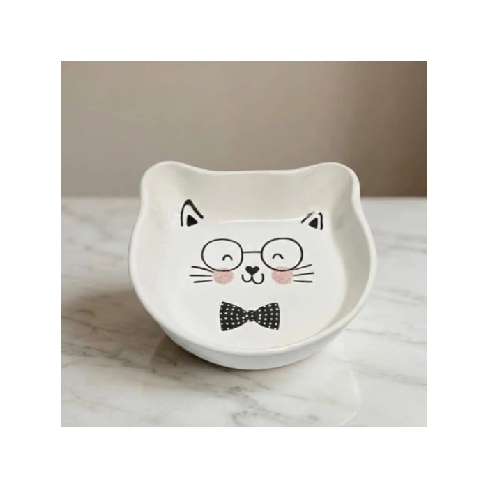 Kedi Şeklinde Seramik Ödül Kabı - 200 ml Kapasiteli