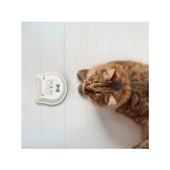 Kedi Şeklinde Seramik Ödül Kabı - 200 ml Kapasiteli