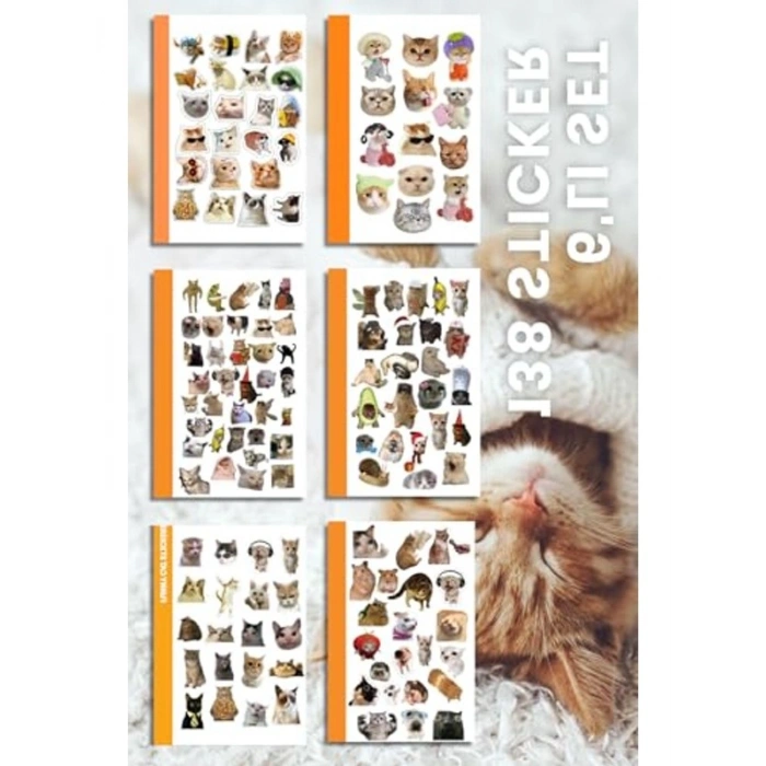 Kedi Temalı Sticker Seti, 6lı Çıkartma