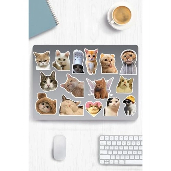 Kedi Temalı Sticker Seti - Laptop, Defter ve Tablet için Uygun