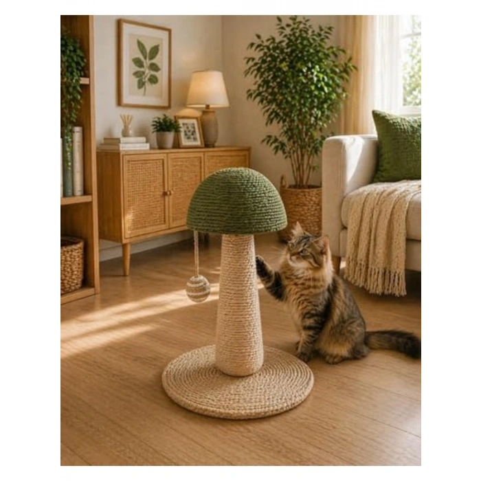 Kedi Tırmalama ve Oyuncak Standı, Yeşil Mantar Tasarımı