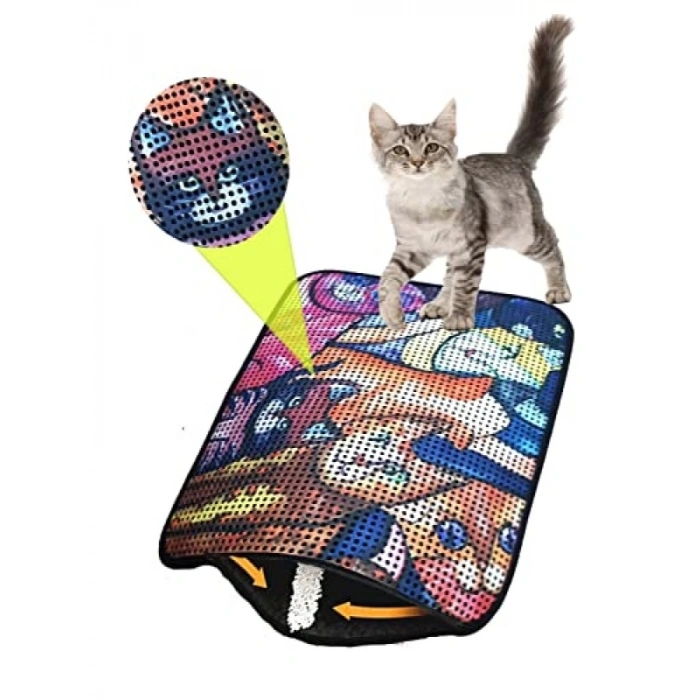 Kedi Tuvalet Önü Elekli Desenli Paspas 60 x 45 cm