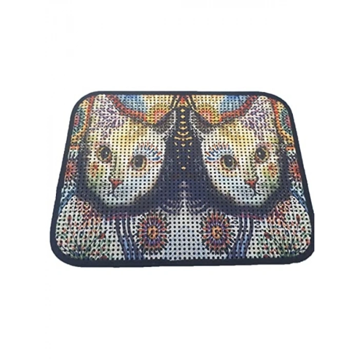 Kedi Tuvalet Önü Elekli Paspas 60 x 45 cm - Beyaz