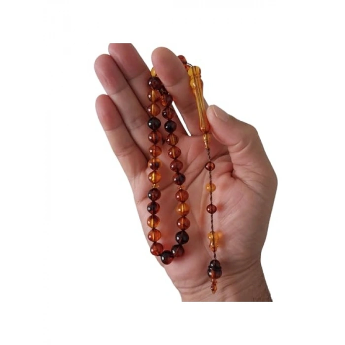 Kehribar Görünümlü 33’lü Tesbih, Sistemli Model ve Püskül