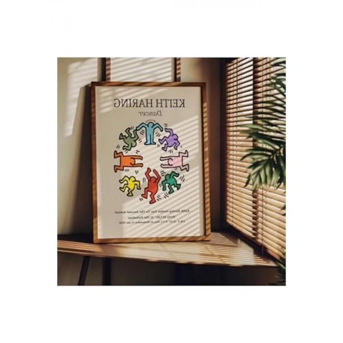 Keith Haring Temalı Modern Dekoratif Poster, 50 x 70 cm Ölçü