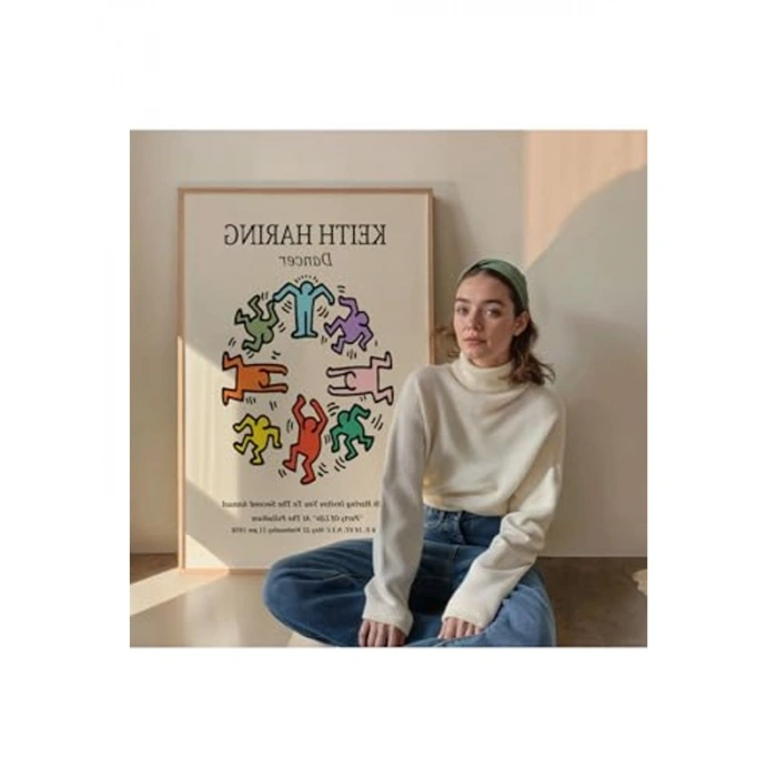 Keith Haring Temalı Modern Dekoratif Poster, 50 x 70 cm Ölçü