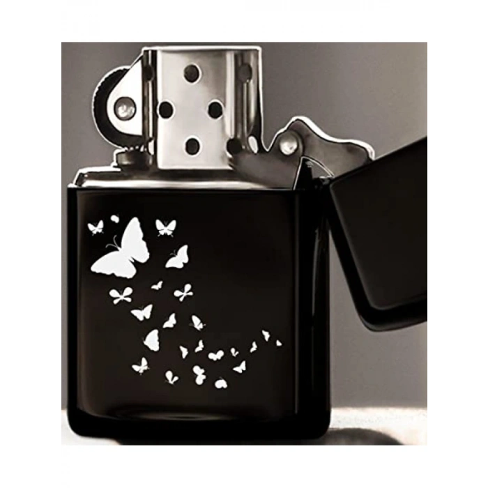 Kelebek Tasarımlı Metal Çakmak - Benzinli