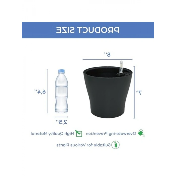 Kendi Kendini Sulayan Akıllı Saksı Seti, 4lü Su Seviye Göstergeli