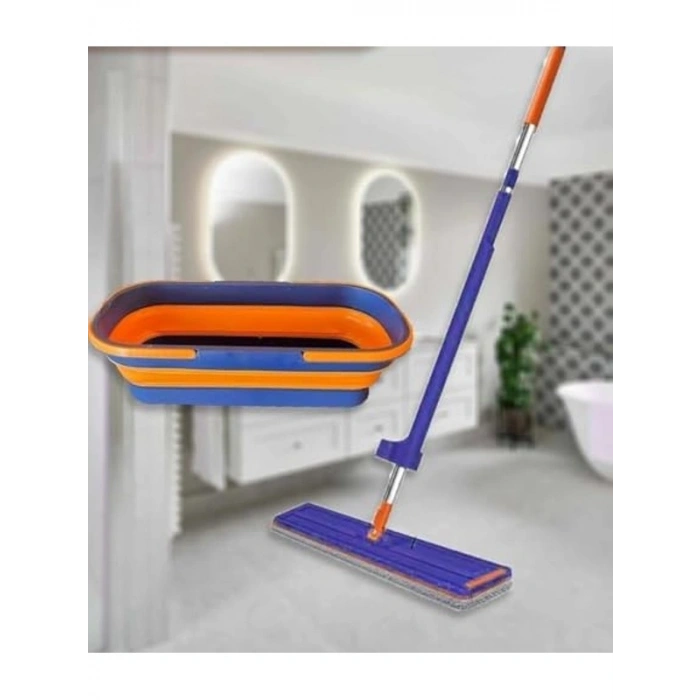 Kendinden Sıkmalı Tekerli Mop Seti, 1 Yedek Bez ile