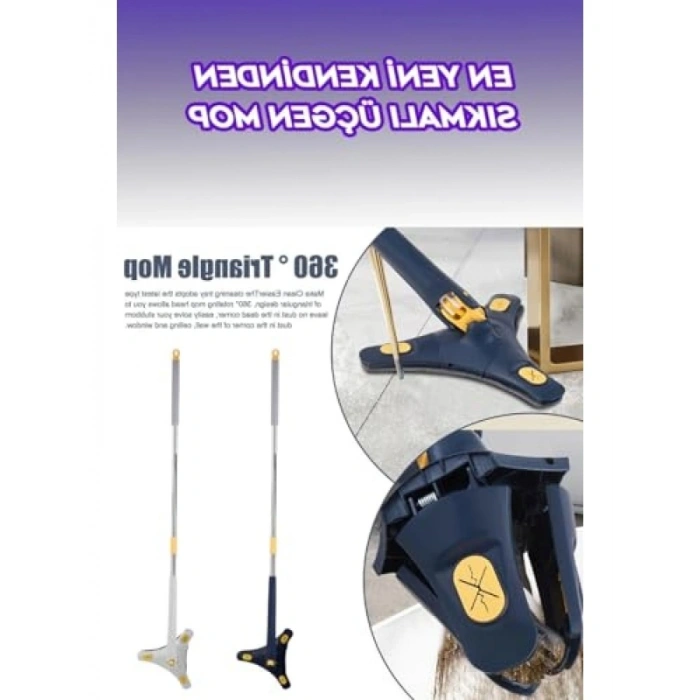 Kendinden Sıkmalı Üçgen Mop, Mavi Renk