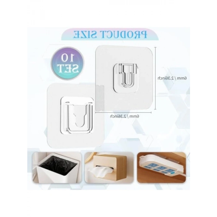 Kendinden Yapışkanlı 10 Çift Su Geçirmez Duvar Kancası