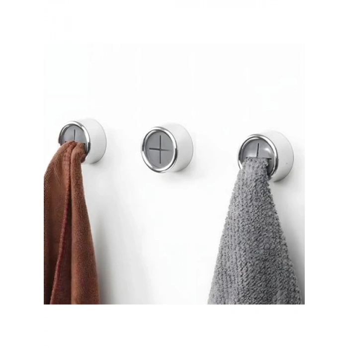 Kendinden Yapışkanlı 2li Duvar Havlu Askısı | Siyah-Gri