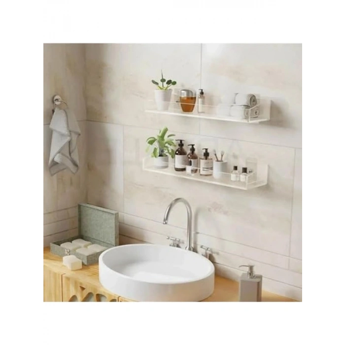 Kendinden yapışkanlı 40 cm pleksi banyo rafı