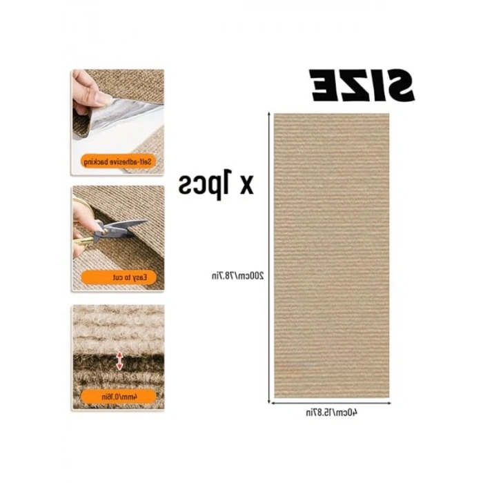 Kendinden Yapışkanlı 40 x 200 cm Kedi Tırmalama Halısı, Kesilebilir