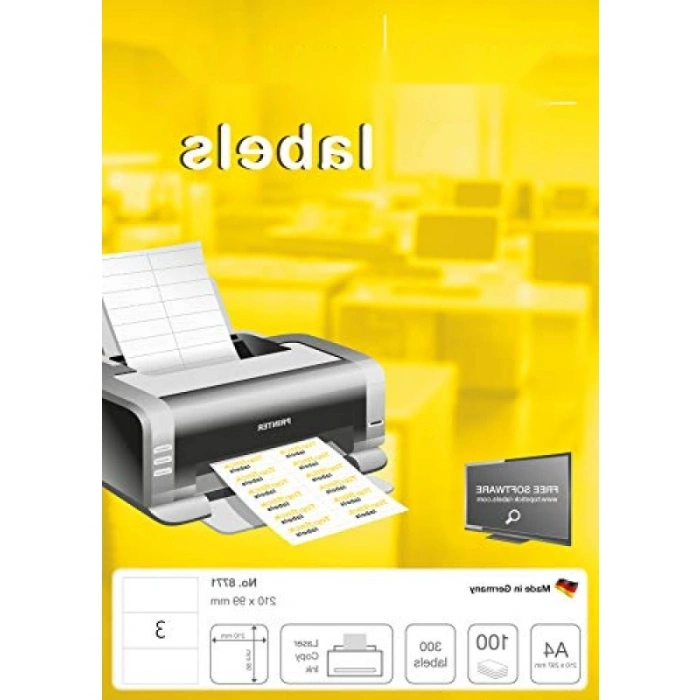 Kendinden Yapışkanlı Beyaz Mat Etiket, 100 Yaprak