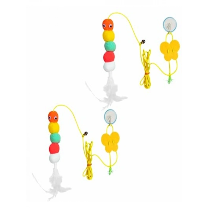 Kendinden Yapışkanlı Elastik İpli Kedi Salıncak Oyuncağı, 2 Adet