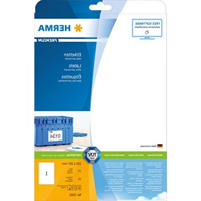 Kendinden Yapışkanlı Evrensel Etiketler, Beyaz, 25 Yaprak, A4