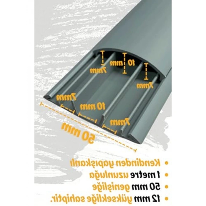Kendinden Yapışkanlı Kablo Kanalı, 50x12mm 1 Metre Uzunlukta