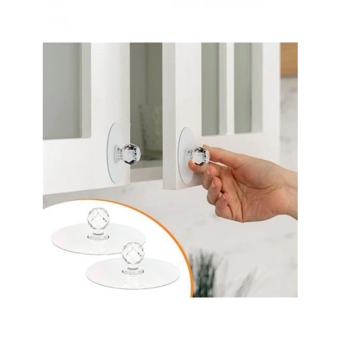 Kendinden Yapışkanlı Kristal Kulp Askısı - 2 Adet, Çok Amaçlı Kullanım