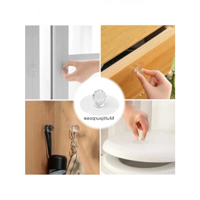 Kendinden Yapışkanlı Kristal Kulp Askısı - 2 Adet, Çok Amaçlı Kullanım