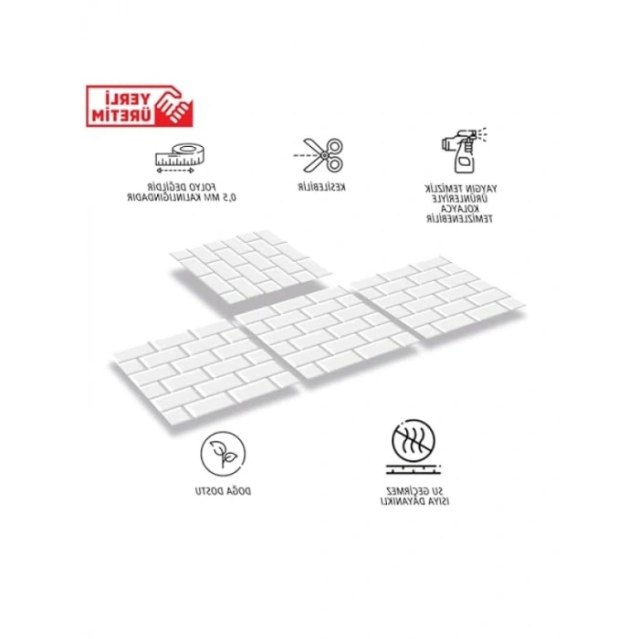 Kendinden Yapışkanlı Metro Karo Desenli PVC Karo, 30x30 cm