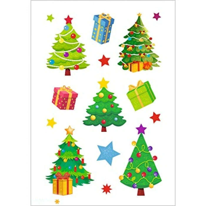 Kendinden Yapışkanlı Noel Ağacı Çıkartma Seti - 30 Adet