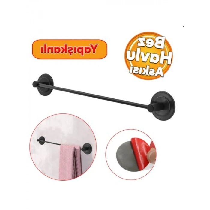 Kendinden Yapışkanlı Paslanmaz Metal Havlu Askısı - Siyah