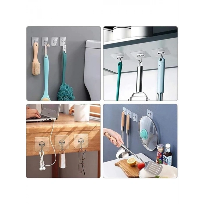 Kendinden Yapışkanlı Şeffaf Askı Seti, 5li