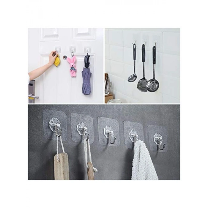 Kendinden Yapışkanlı Şeffaf Duvar Askısı - 12 Adet