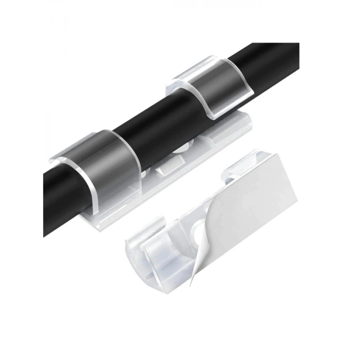 Kendinden Yapışkanlı Şeffaf Kablo Kancası (20 Adet)