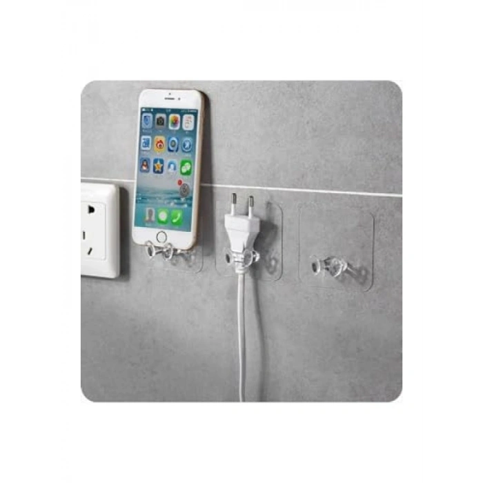 Kendinden Yapışkanlı Şeffaf Kablo Tutucu - 5 Adet