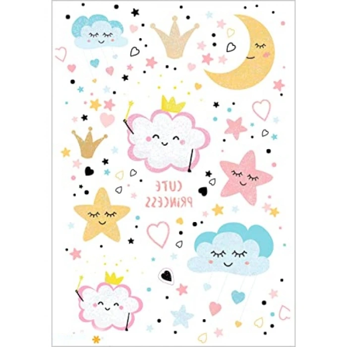 Kendinden Yapışkanlı Sevimli Prenses Çıkartma Seti - 26 Parça