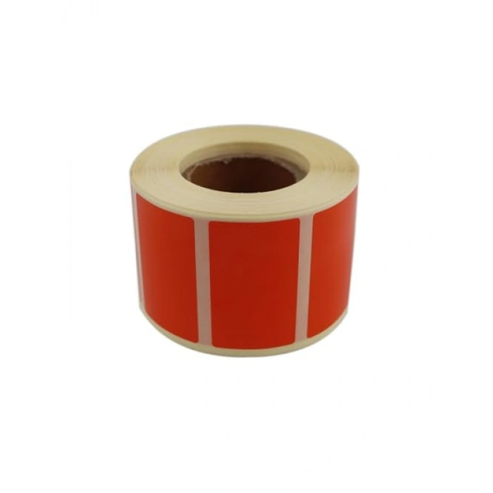 Kendinden Yapışkanlı Turuncu Renk Baskılı Rulo Etiket - 50mm x 30mm, 1000 Adet