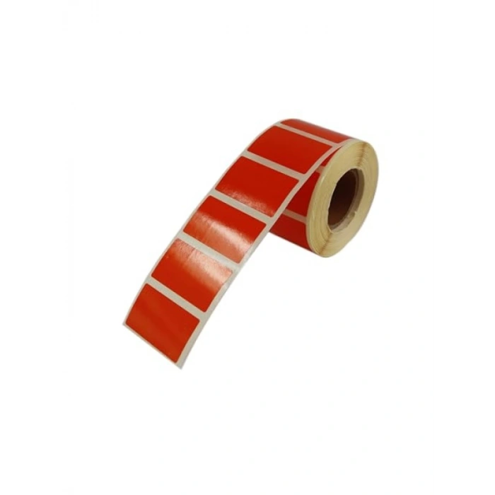 Kendinden Yapışkanlı Turuncu Renk Baskılı Rulo Etiket - 50mm x 30mm, 1000 Adet
