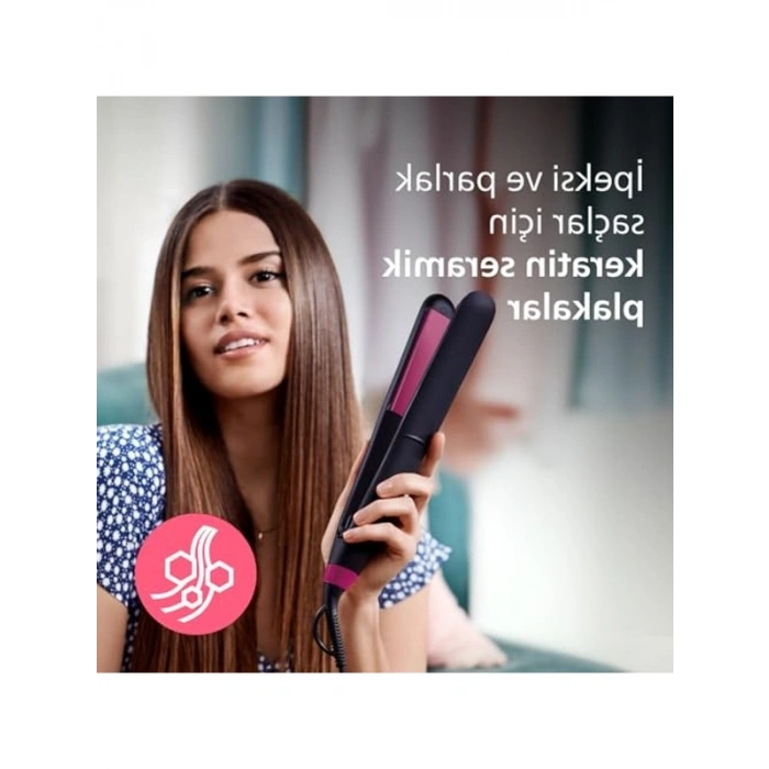 Keratin Seramik Plakalı Saç Düzleştirici, 220°C Sıcaklık Ayarı ve 60 Saniyede Isınma