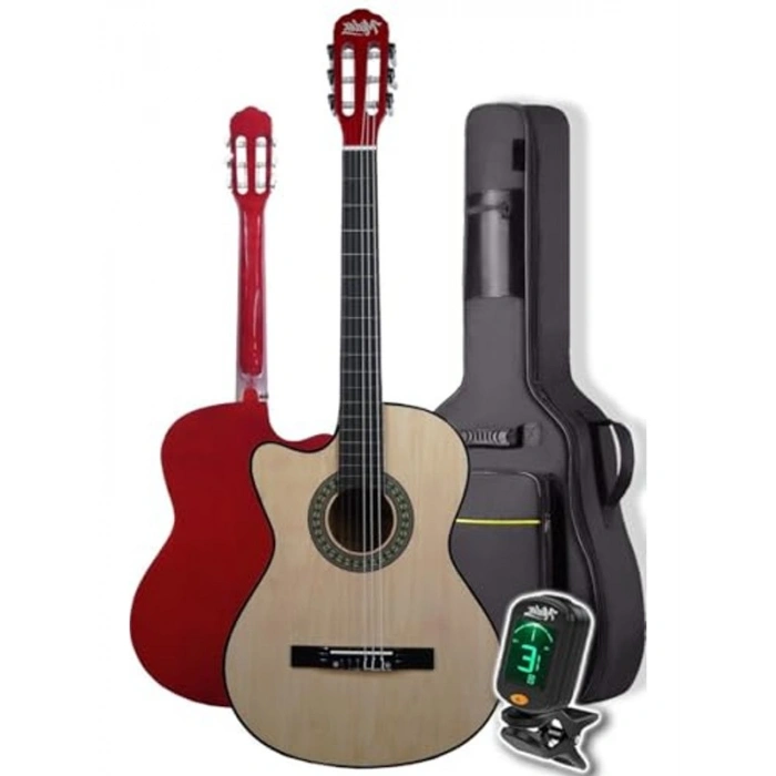 Kesik Kasa 4/4 Klasik Gitar, Tuner ve Aksesuarlar Dahil