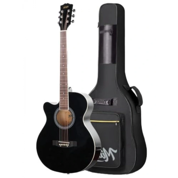 Kesik Kasa Siyah Akustik Gitar, 4/4 Yetişkin Modeli