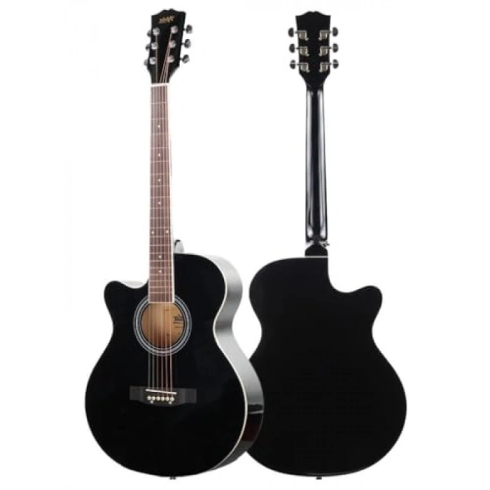 Kesik Kasa Siyah Akustik Gitar, 4/4 Yetişkin Modeli