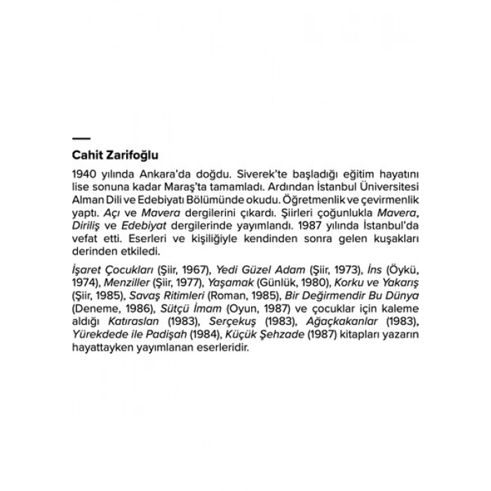 Ketebe Yayınları Sütçü İmam - Cahit Zarifoğlu