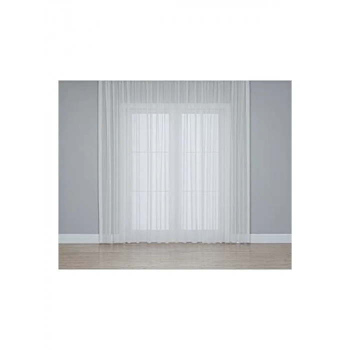 Keten Dokulu Modern Tül Perde (Krem, 200 x 260)