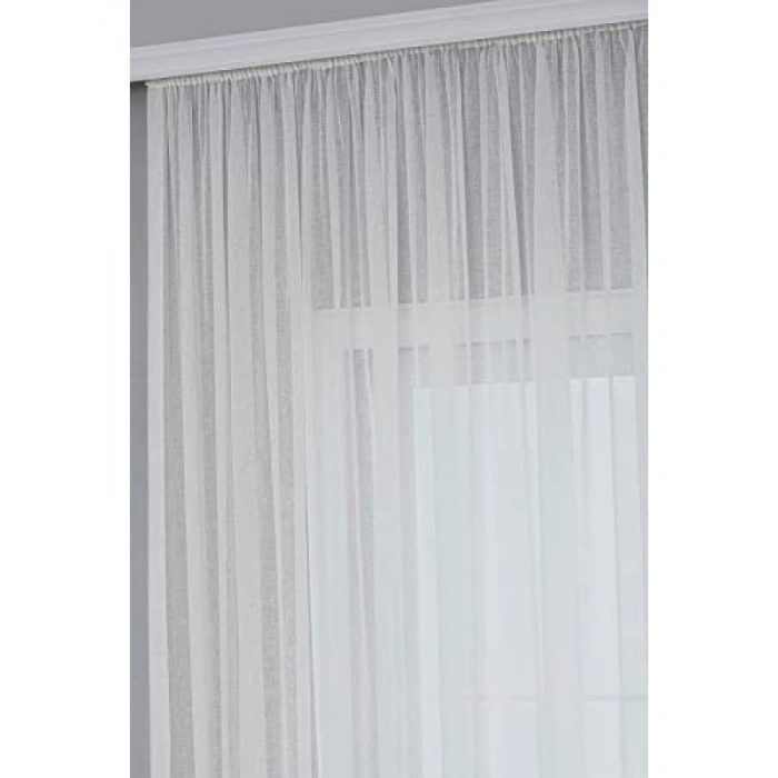 Keten Dokulu Modern Tül Perde (Krem, 200 x 260)